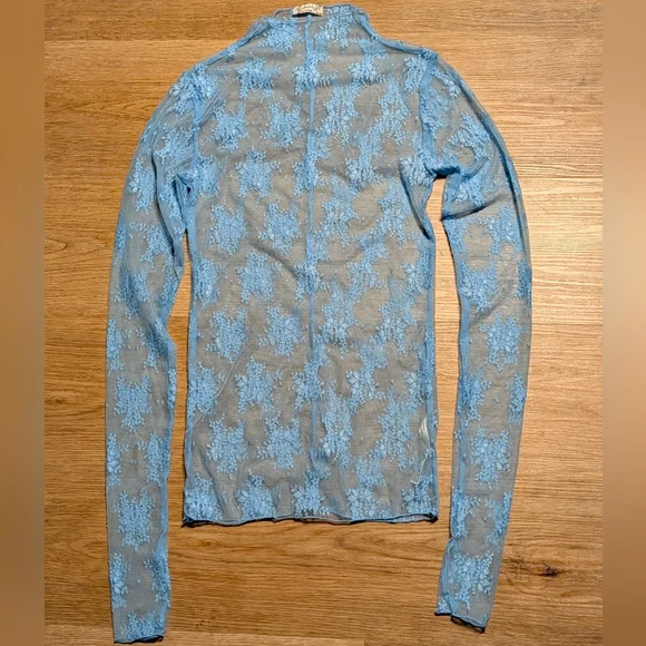 Free People NWOT Luxy Lady Lace Layering Top in Blue Bell sz XS & SML - Picture 14 of 14